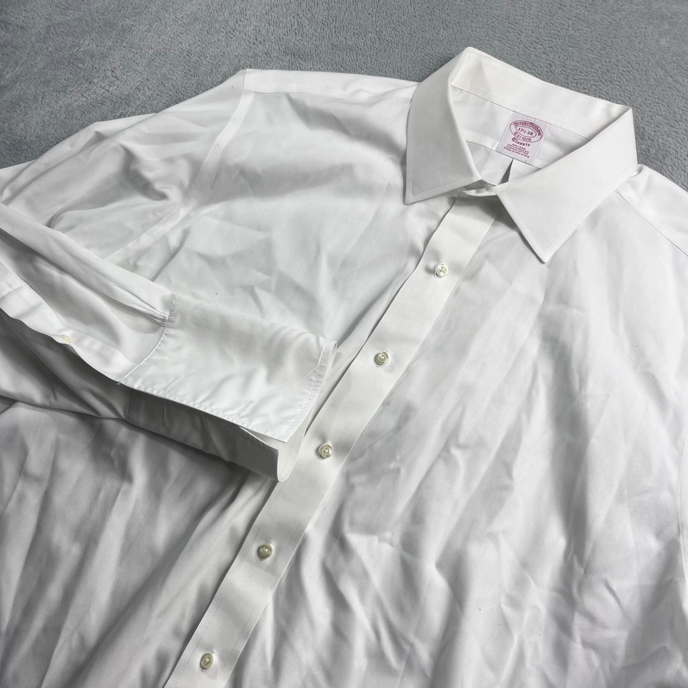 Brooks Brothers Classic Non-Iron Supima Cotton White French Cuff Shirt 17.5-34